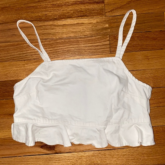 White Denim Crop Top - Picture 1 of 3